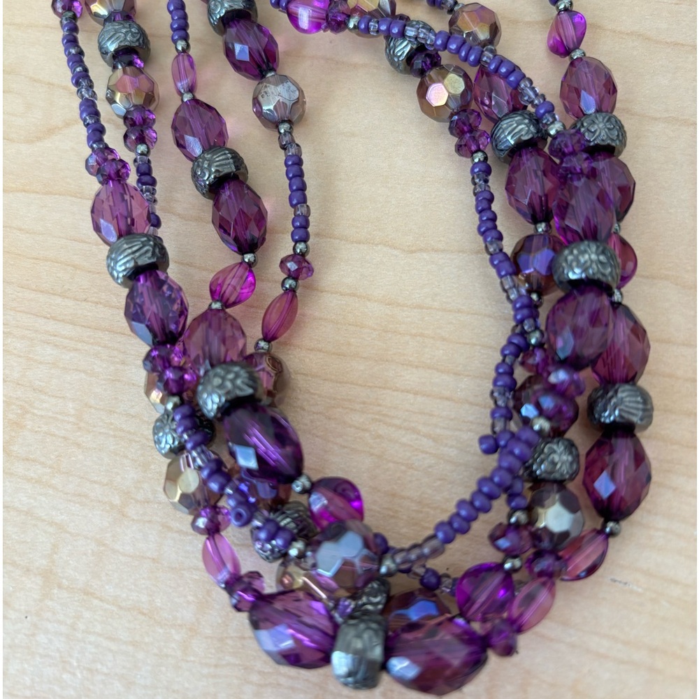 Grape purple color necklace/ Sparkling colored faceted beads